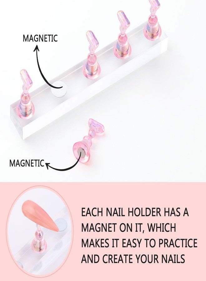 Etercycle Nail Stand Acrylic Nail Art Display Stand Practice Nail Holder for Painting Nails Practice Stands with Reusable Putty (Pink) - Image 2